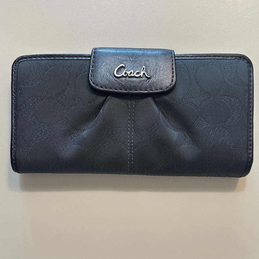 Coach Navy Blue Signature Women's Wallet